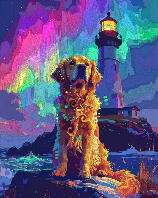 The Golden Lighthouse Northern Lights Mini Print (Ltd. Edition) (021126)