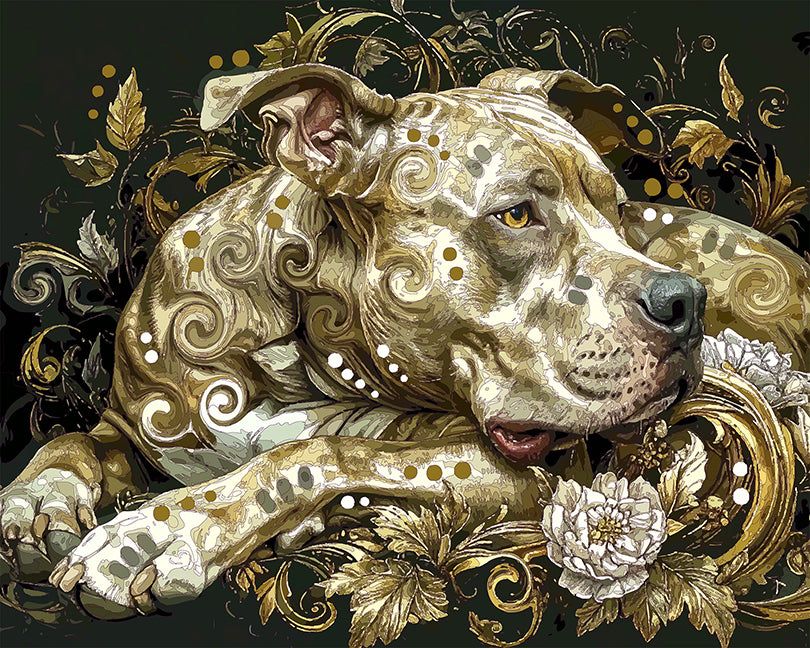 The Golden Scroll Pittie Mini Print (Ltd. Edition) (111025)