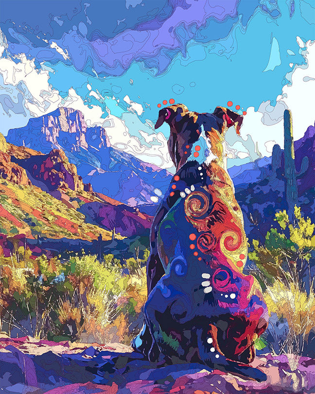 The Guadalupe Mountains View Pittie Mini Print (Ltd. Edition) (081026)