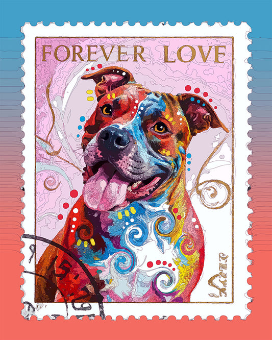 The Happy Forever Love Pittie Stamp Mini Print (Ltd. Edition) (050826)