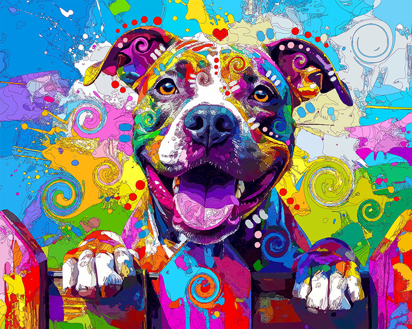 The Happy Picket Pittie Mini Print (Ltd. Edition) (071326)