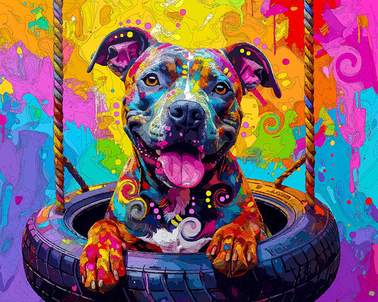 The Happy Tire Swing Pittie Mini Print (Ltd. Edition) (041426)