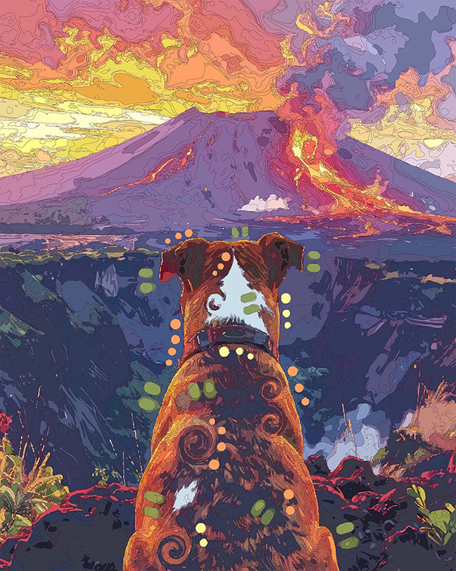 The Hawaii Volcanoes View Pittie Mini Print (Ltd. Edition) (081826)