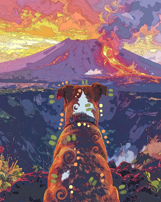 The Hawaii Volcanoes View Pittie Mini Print (Ltd. Edition) (081826)