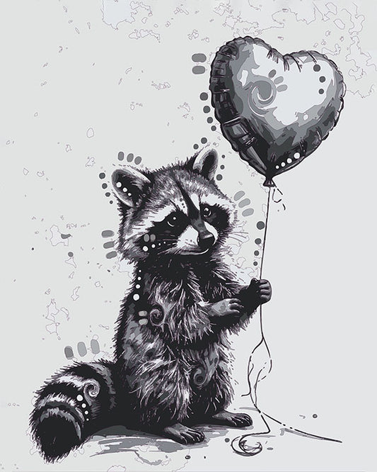 The Heart Balloon Raccoon Mini Print (Ltd. Edition) (011326)