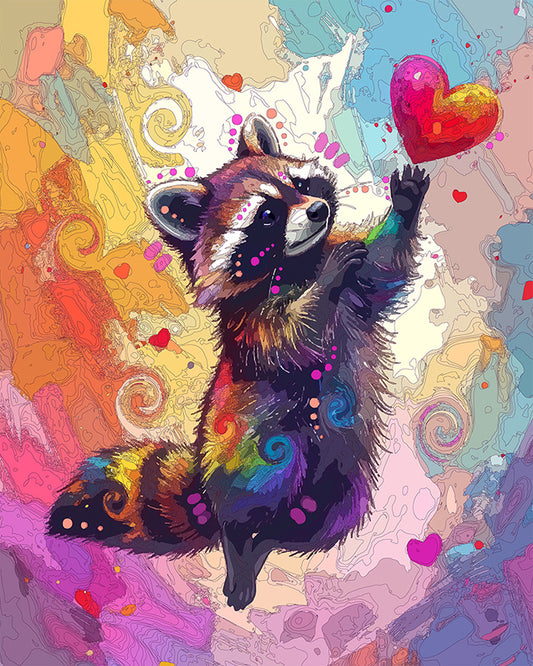 The Heart Grab Raccoon Mini Print (Ltd. Edition) (020326)