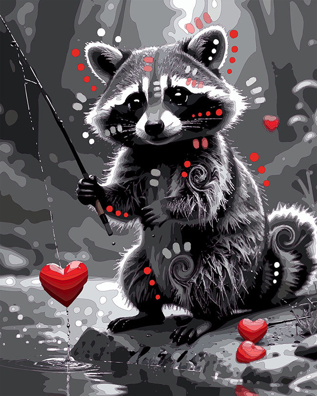 The Heart Fishing Raccoon Mini Print (Ltd. Edition) (020526)
