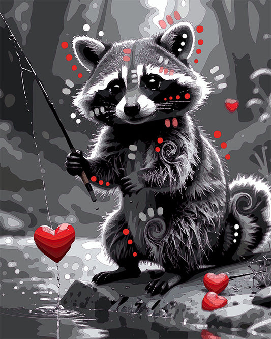 The Heart Fishing Raccoon Mini Print (Ltd. Edition) (020526)