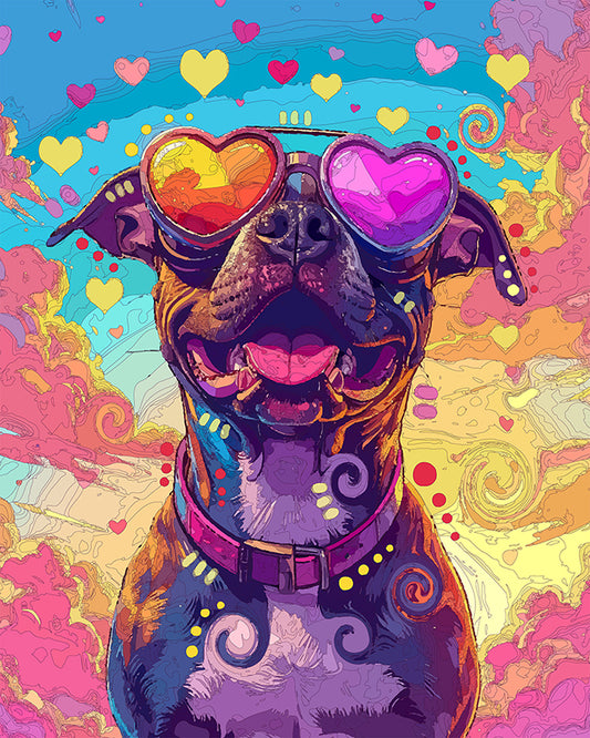 The Heart Sky Goggle Pittie Mini Print (Ltd. Edition) (052526)