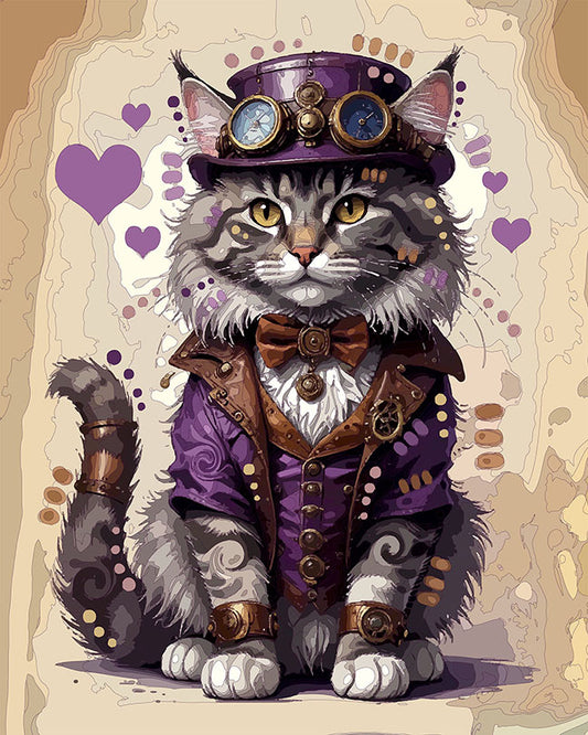The Heartful Steampunk Maine Coon Mini Print (Ltd. Edition) (031326)