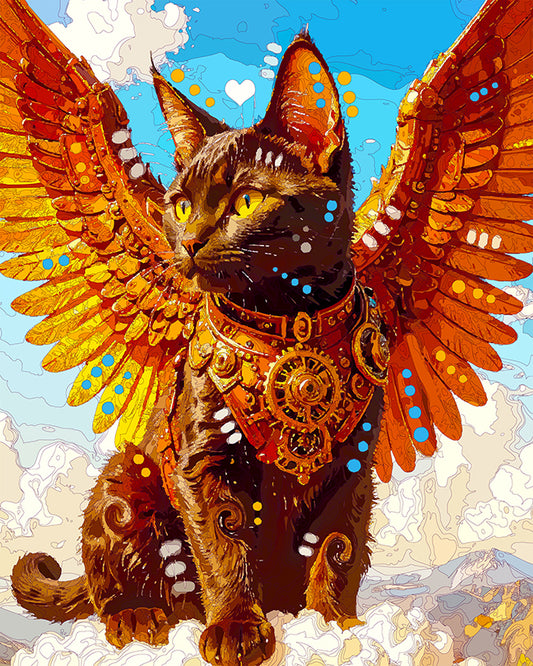The Heavenly Steampunk Angel Black Cat Mini Print (Ltd. Edition) (081125)