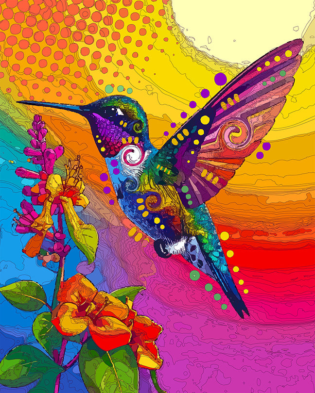 The Hi Tone Honeysuckle Hummingbird Mini Print (Ltd. Edition) (091426)