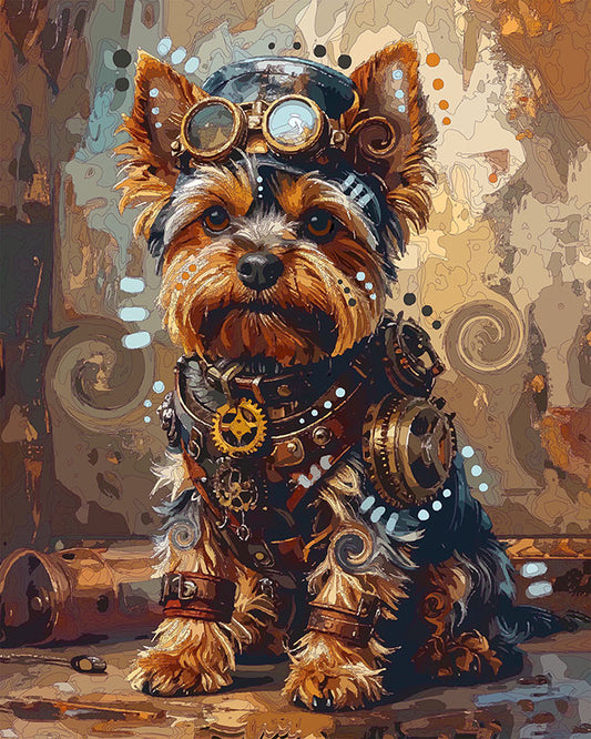The Industrial Size Steampunk Yorkie Mini Print (Ltd. Edition) (042726)