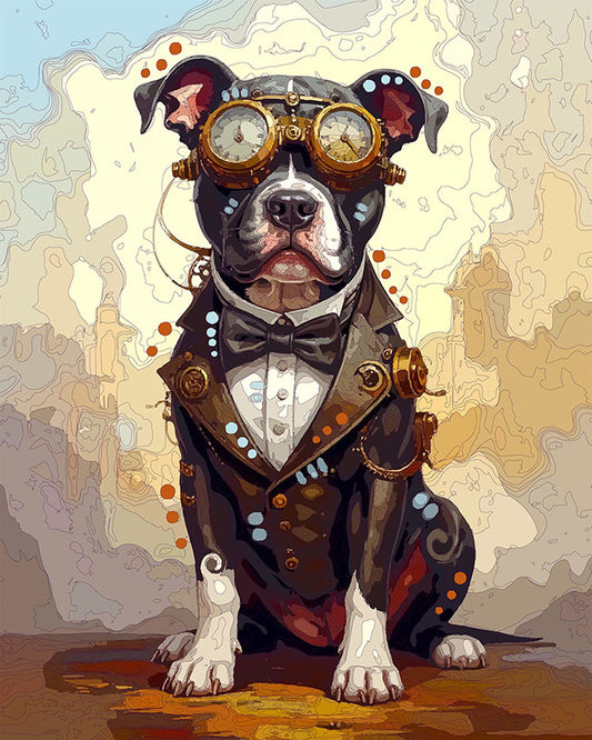 The Industrialist Steampunk Pittie Mini Print (Ltd. Edition) (041026)