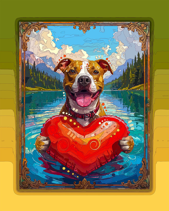 The Lake Heart Float Pittie Mini Print (Ltd. Edition) (070926)