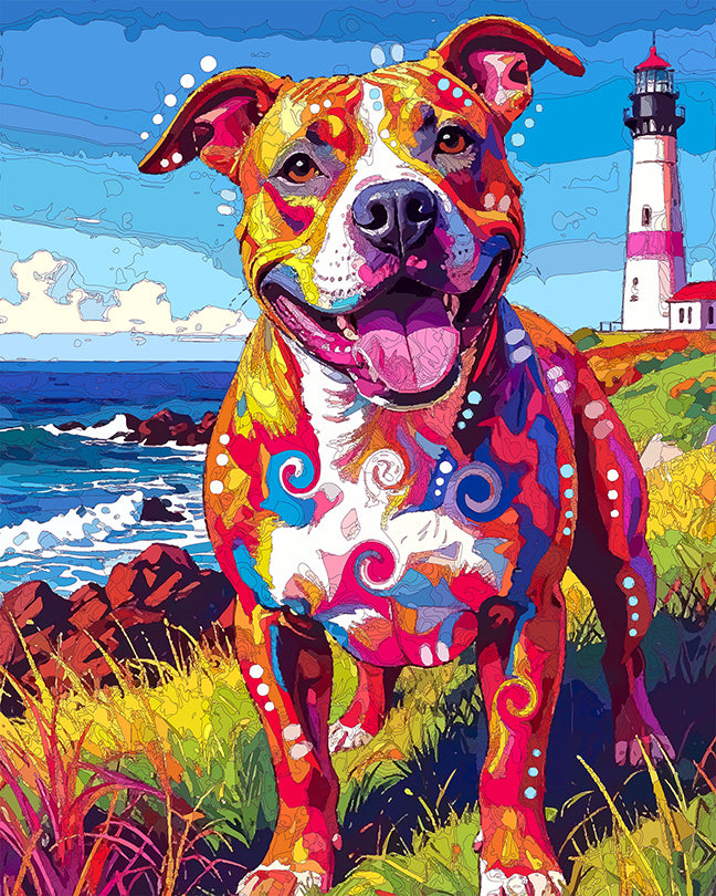 The Lighthouse Pittie Mini Print (Ltd. Edition) (080725)