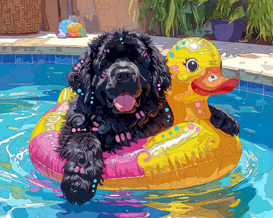 The Little Newfie Pool Floater Mini Print (Ltd. Edition) (030326)