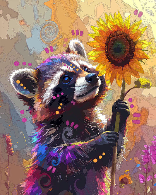 The Little Sunflower Raccoon Mini Print (Ltd. Edition) (040126)
