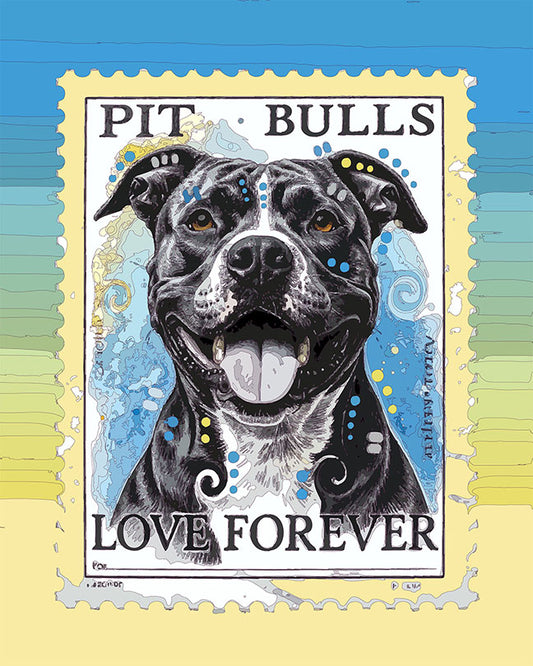 The Love Forever Pit Bull Stamp Mini Print (Ltd. Edition) (040126)