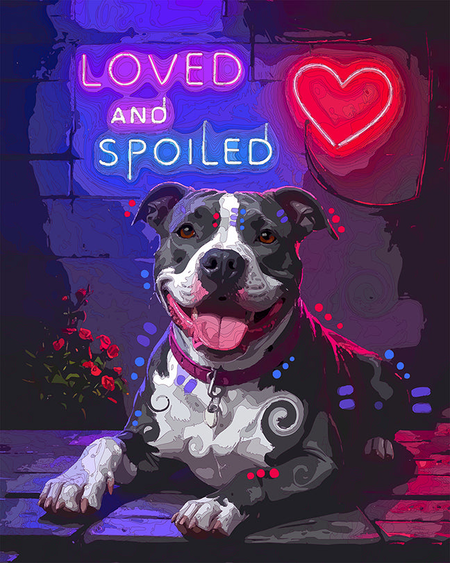 The Loved And Spoiled Neon Pittie Mini Print (Ltd. Edition) (061026)