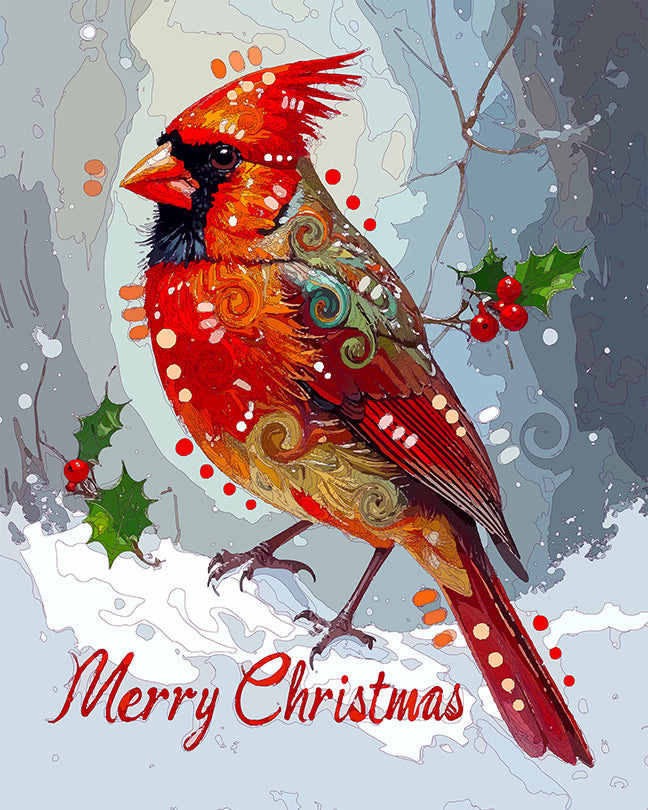 The Merry Christmas Cardinal Mini Print (Ltd. Edition) (120225)