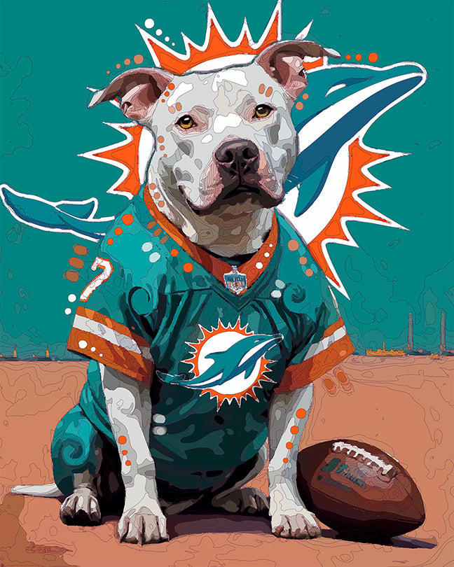 The Miami Dolphins Pittie Mini Print (Ltd. Edition) (102825)