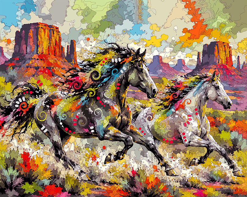 The Monument Valley Wild Mustangs Mini Print (Ltd. Edition) (092326)