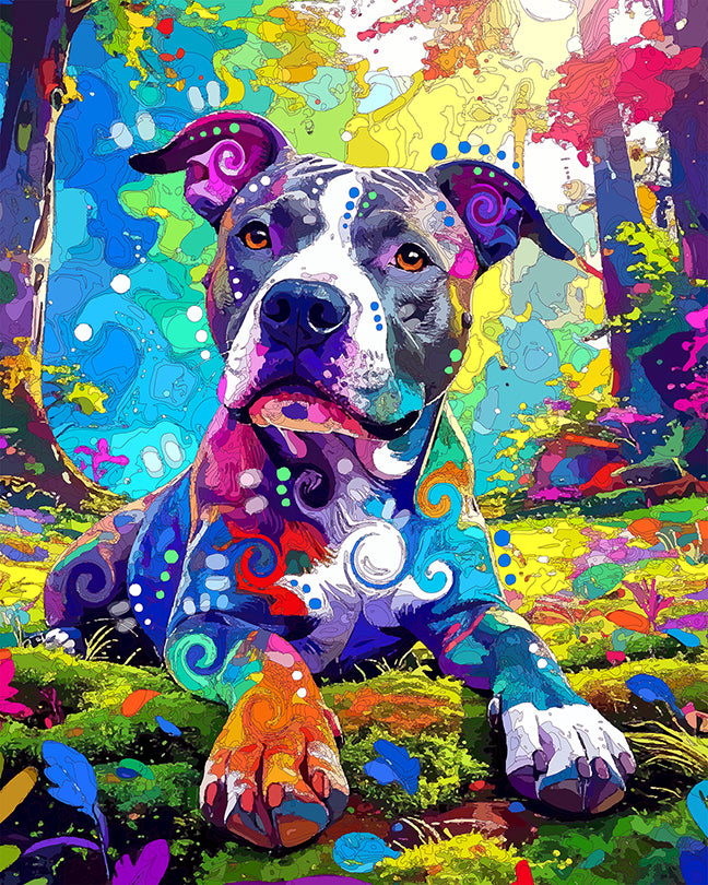 The Mossy Dream Forest Pittie Mini Print (Ltd. Edition) (110325)