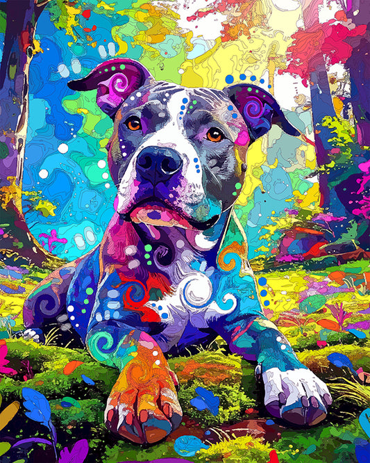 The Mossy Dream Forest Pittie Mini Print (Ltd. Edition) (110325)