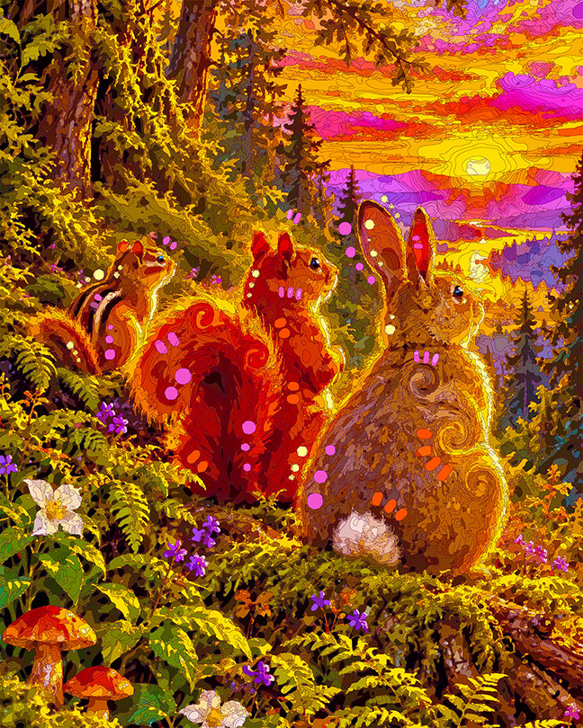 The Mossy Slope Woodland Sunset Mini Print (Ltd. Edition) (092126)