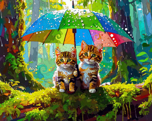 The Mossy Umbrella Cats Mini Print (Ltd. Edition) (073026)
