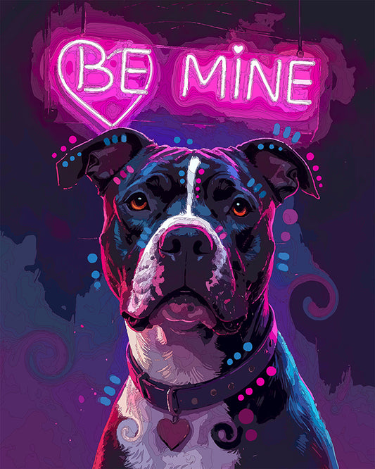 The Neon Be Mine Attention Pittie Mini Print (Ltd. Edition) (051226)