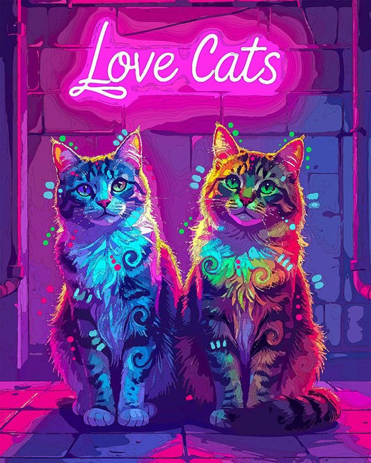 The Neon Love Cats Mini Print (Ltd. Edition) (032526)