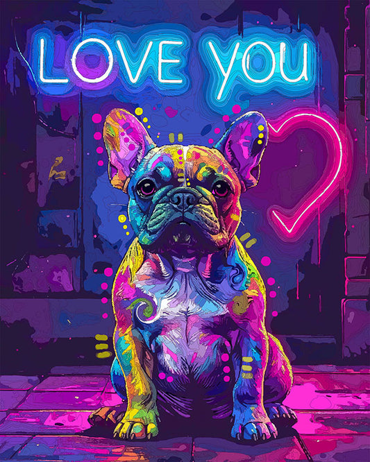 The Neon Love You Frenchie Mini Print (Ltd. Edition) (022426)