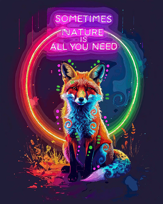 The Neon Nature Fox Mini Print (Ltd. Edition) (042426)