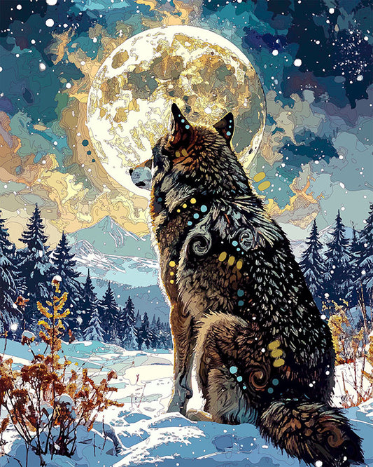 The North Lookout Moon Wolf Mini Print (Ltd. Edition) (011526)