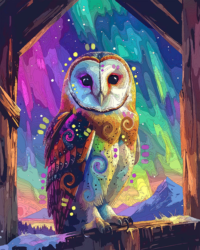 The Northern Lights Barn Owl Mini Print (Ltd. Edition) (021926)