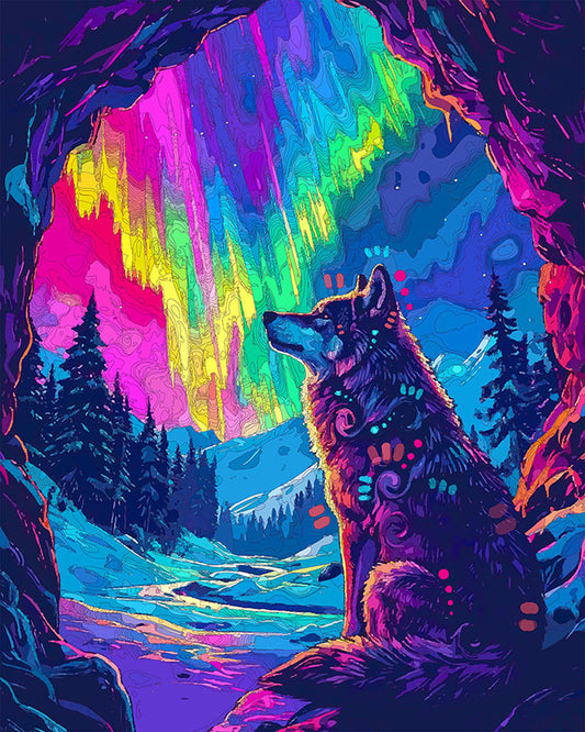 The Northern Lights Cave Wolf Mini Print (Ltd. Edition) (012026)