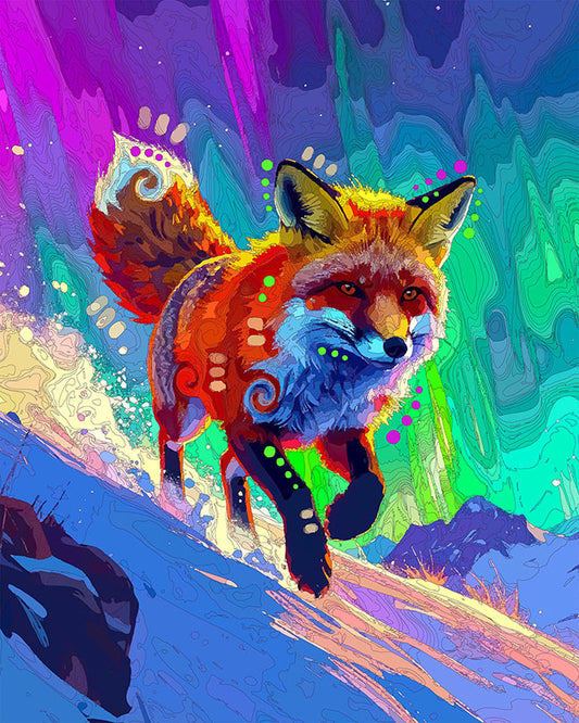 The Northern Lights Downhill Fox Mini Print (Ltd. Edition) (032626)