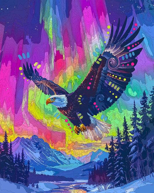 The Northern Lights Eagle Flight Mini Print (Ltd. Edition) (031126)
