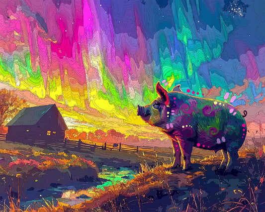 The Northern Lights Farm Pig Mini Print (Ltd. Edition) (041626)