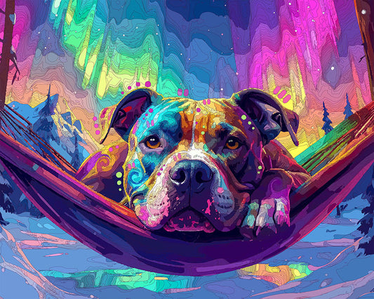 The Northern Lights Hammock Pittie Mini Print (Ltd. Edition) (030626)