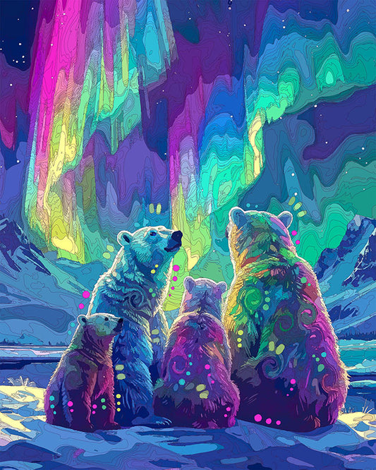 The Northern Lights Polar Bears Mini Print (Ltd. Edition) (122225)