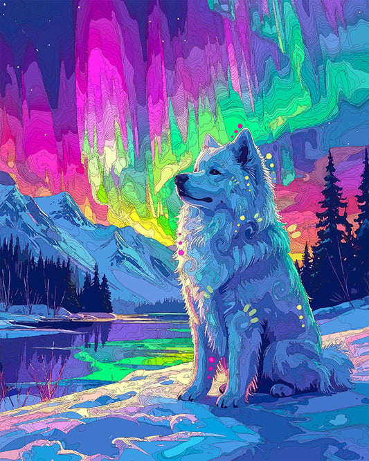 The Northern Lights Samoyed Mini Print (Ltd. Edition) (011526)