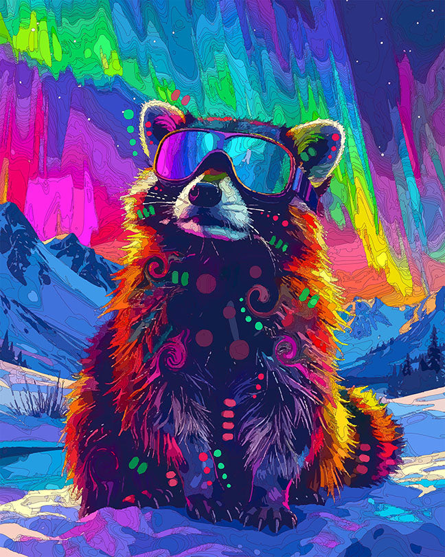 The Northern Lights Search Raccoon Mini Print (Ltd. Edition) (022526)