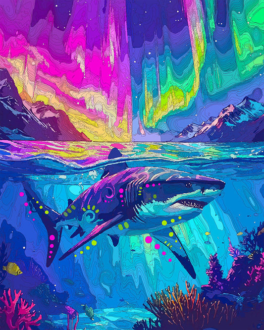 The Northern Lights Shark Mini Print (Ltd. Edition) (031726)