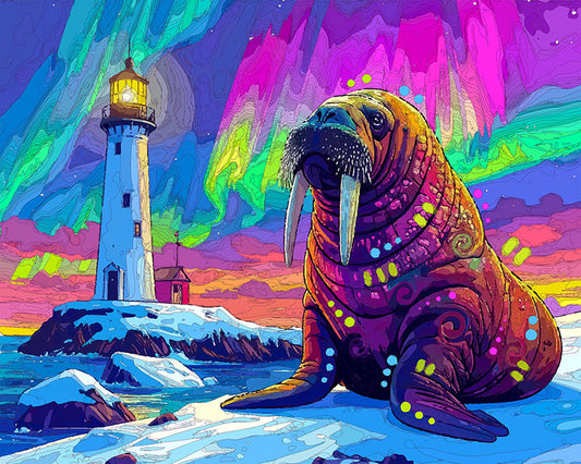 The Northern Lights Walrus Mini Print (Ltd. Edition) (040126)