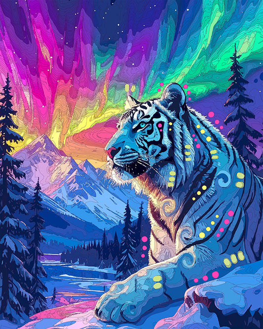 The Northern Lights White Tiger Mini Print (Ltd. Edition) (020226)
