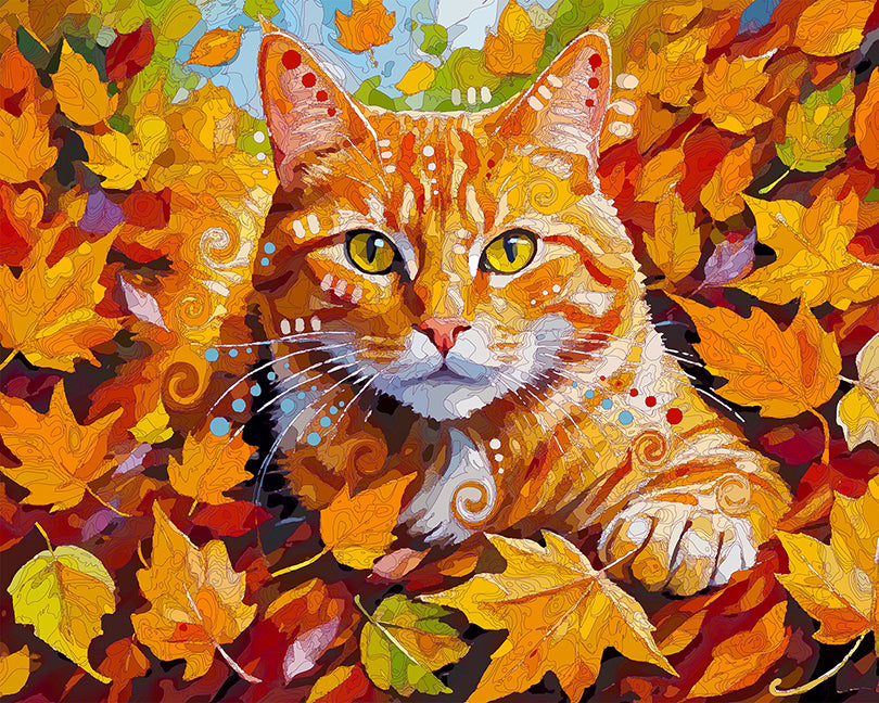 The Orange Tabby Foliage Mini Print (Ltd. Edition) (102325)
