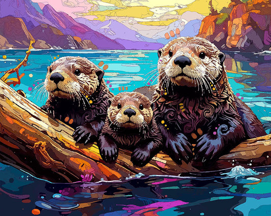 The Otter Family Log Ride Mini Print (Ltd. Edition) (011526)
